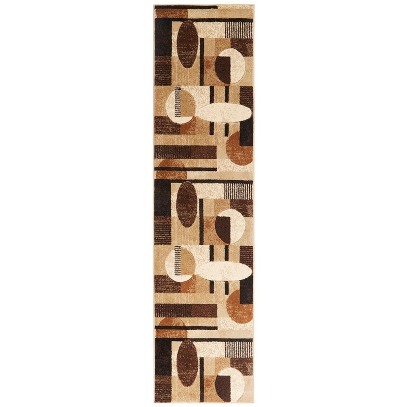 Home Dynamix Tribeca Jasmine Modern Runner Rug, Abstract Brown/Beige 1'9"x7'2" - Image 1